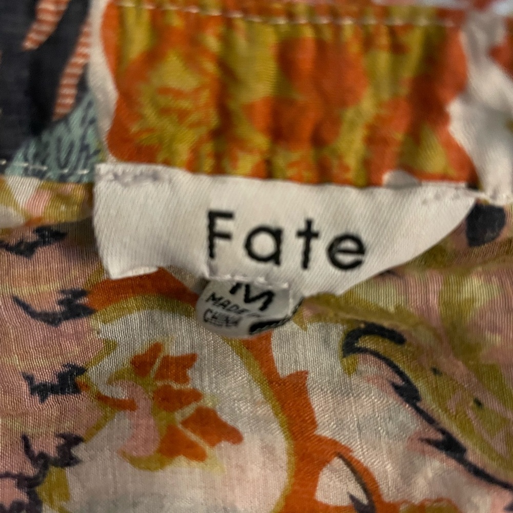 Fate Patchwork Balloon Sleeve Boho Blouse Size Me… - image 4